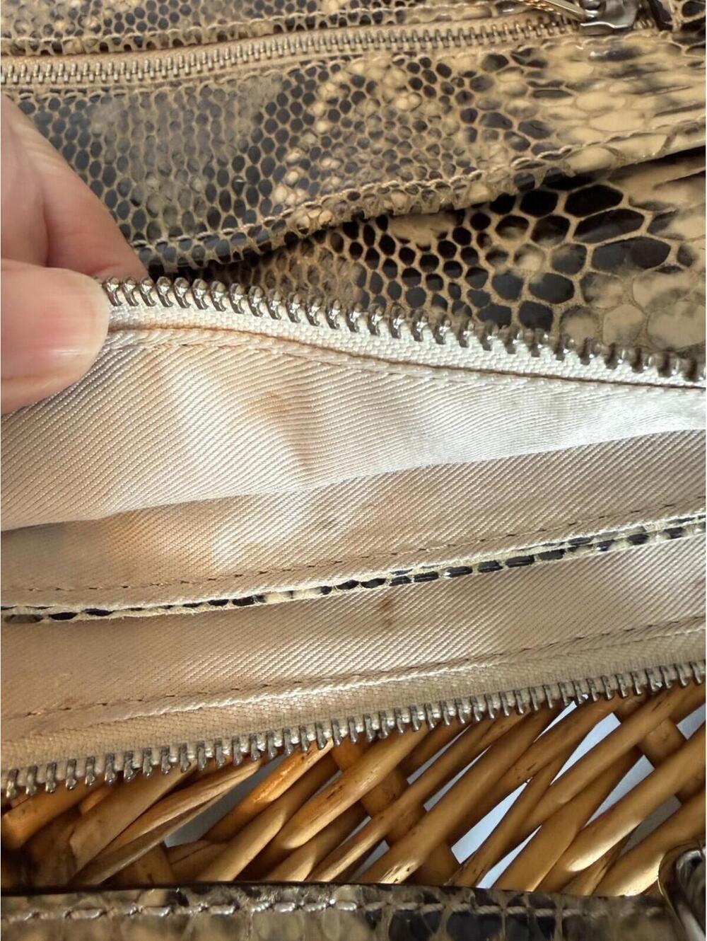 Danier Snake Print Leather Crossbody Purse Neutral Tones Vintage - Picture 5 of 5